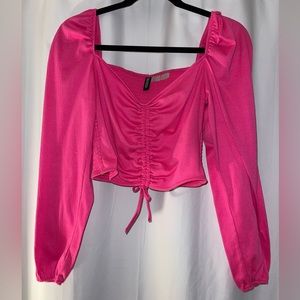 Hot Pink puff long sleeve top